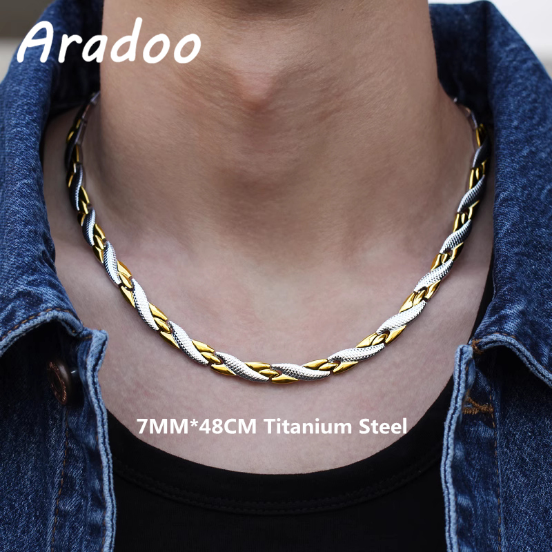 Ansi Chain - ARADOO 티타늄 강철 드래곤 패턴 목걸이