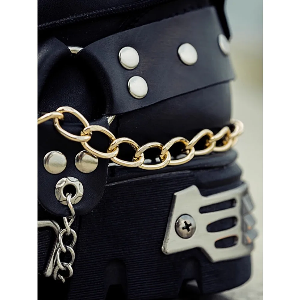 남성 패션 정품 가죽 오토바이 부츠, 펑크 고스 해골  - Motorcycle Chain 리뷰 및 가격