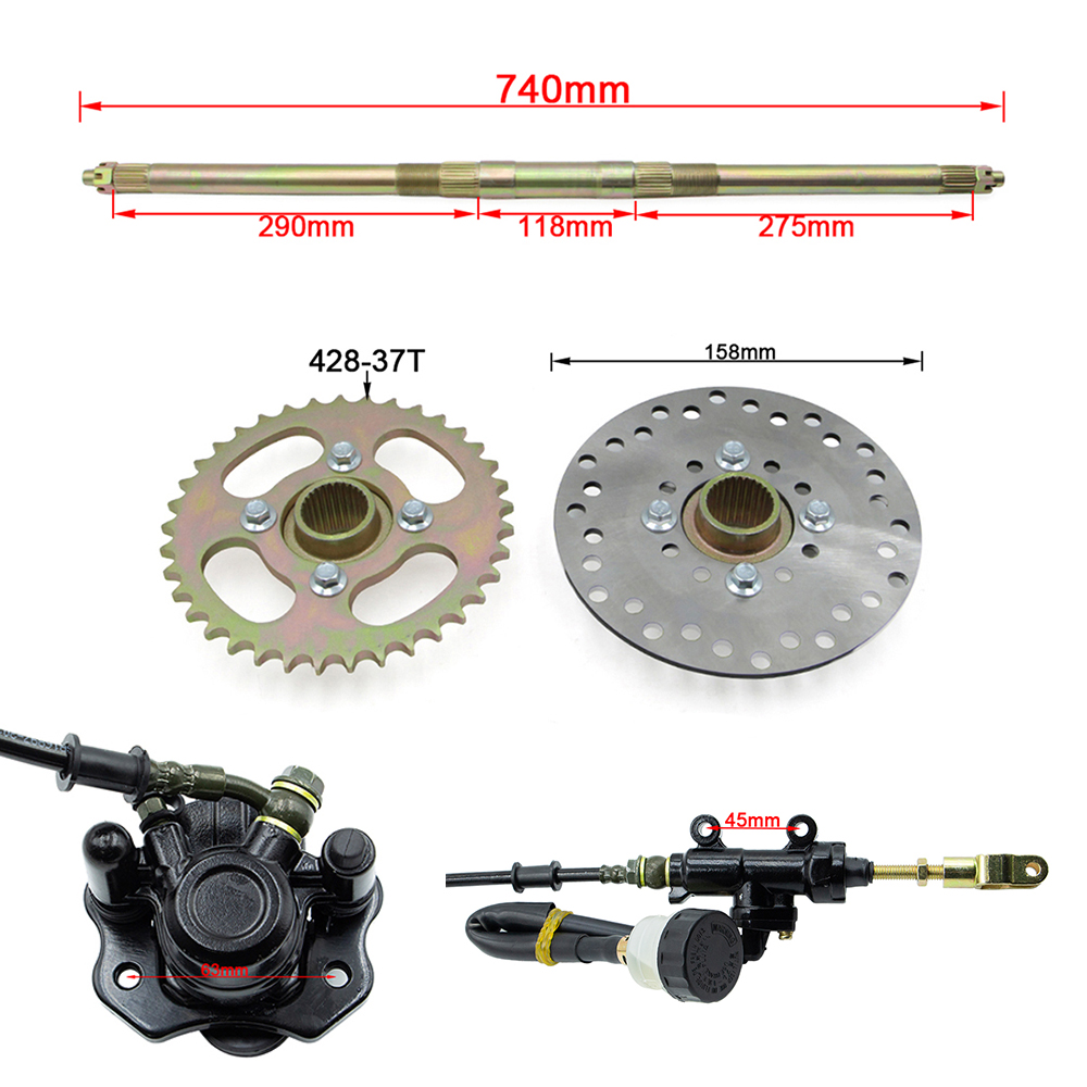 고카트 740mm 리어 액슬 완전 조립품 (428 체인 - 428 Chain 리뷰 및 가격